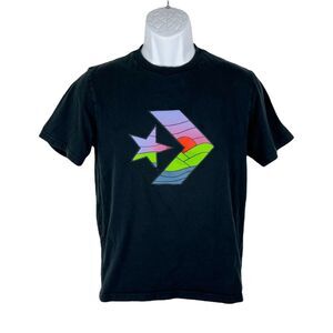 Converse Shirt Men XS Extra Small Black Neon Graphic Logo Short Sleeve Casual